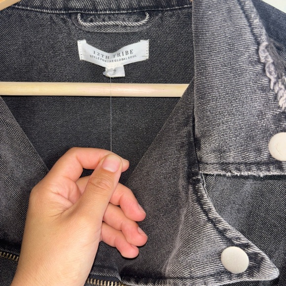 12th tribe "Jetsetter" dark gray denim jacket size S NWOT - Picture 5 of 6